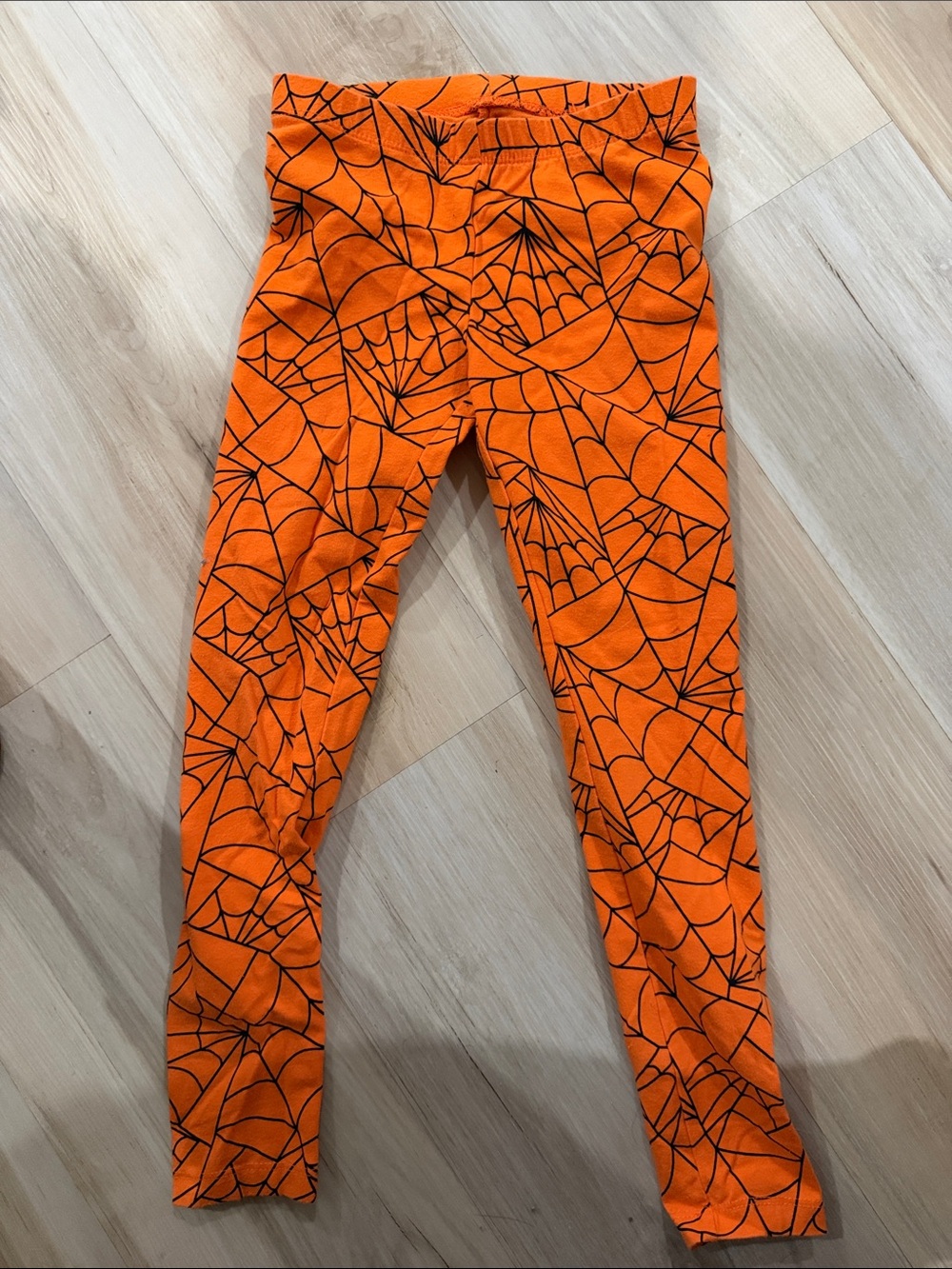 Cat & Jack Orange Leggings with Black Spider Web Pattern